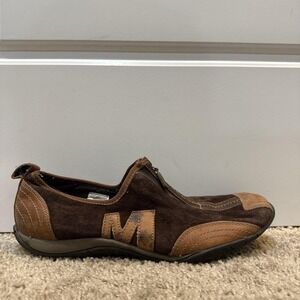 Merrell Barrado Shoes Womens Size 10 Brown Leather Zip Casual Comfort Sneakers